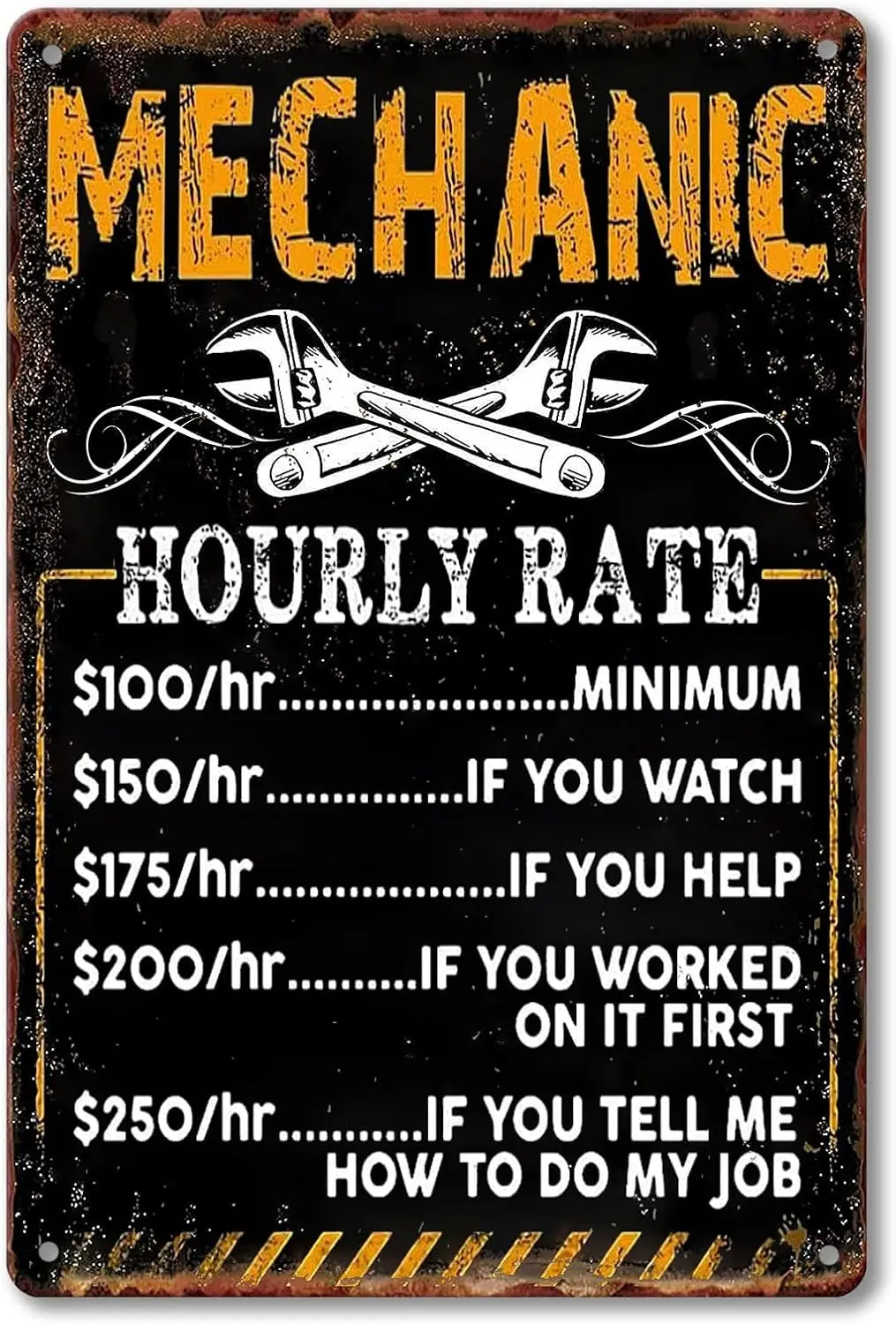 Забавный магазин Mechnc Sgn Hourly Rte Metl Tn Vntge Grge Shop Rtes Sgns Mechncl ccessores uto Decor Tool Wll rt