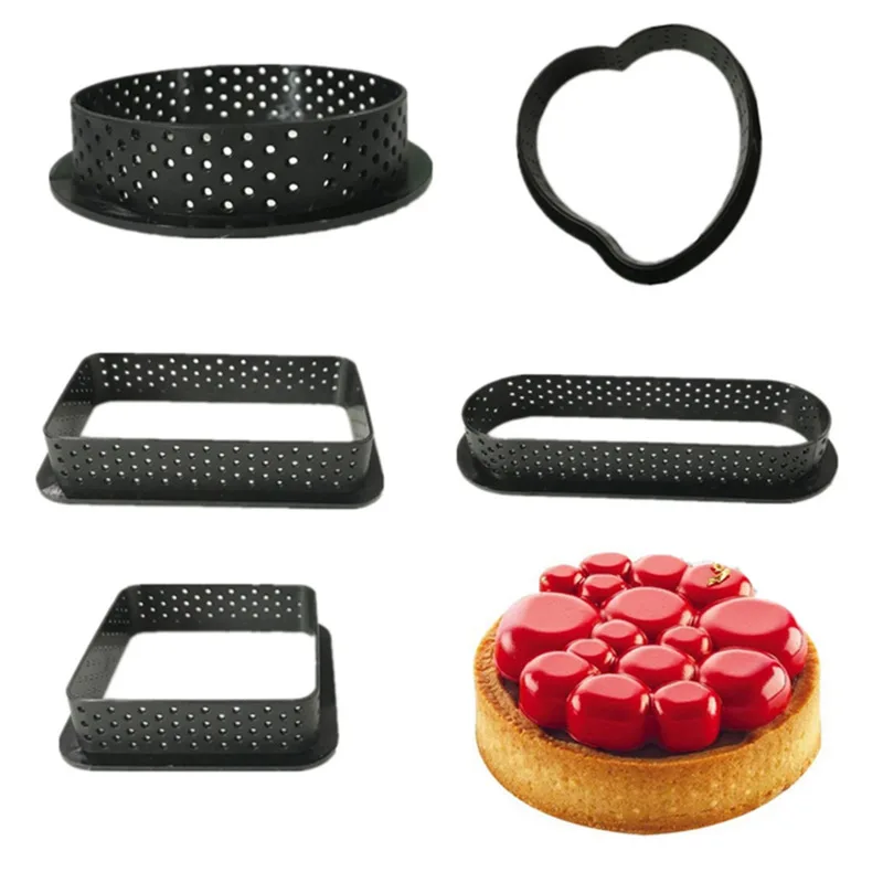 

DIY Cake Mold Tart Mold Ring Perforated Non Stick Mousse Circle Cutter Kitchen Decorating French Bakeware Dessert Cake Tool