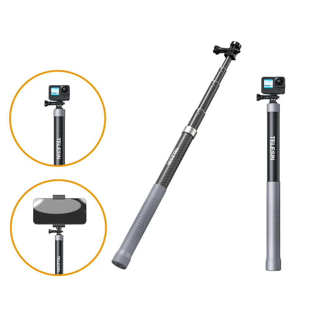 

120cm-300cm Top Carbon Fiber Selfie Stick Monopod Extendable With 1/4 Screw For GoPro Insta360 Osmo Action Action Camera