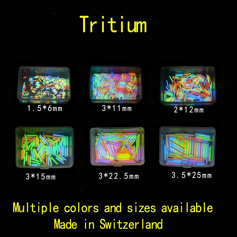 

1 трубка с Тритием 1,5*6 мм, 2*12, 3*11, самосветящиеся флаконы трития, EDC Многоцветный выбор, аварийный свет 3*22,5, 3,5*25