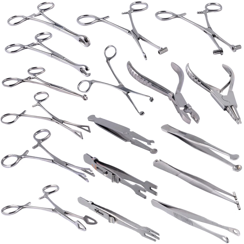1PC Professional Surgical Steel Puncture Tool Opening Closing Needle Ball Clamp Plier Different Shape Tweezers Piercing Kits - купить по