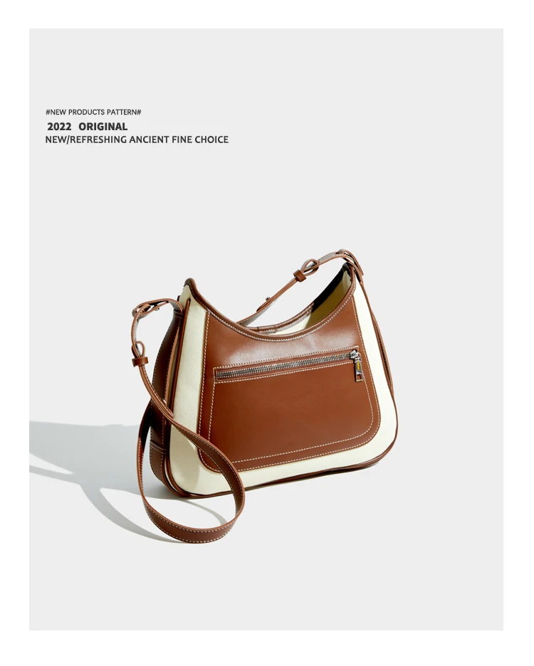 Elmsk 2022 Fashion Color Contrast Casual Messenger Bag Women Single Shoulder Leather Bag