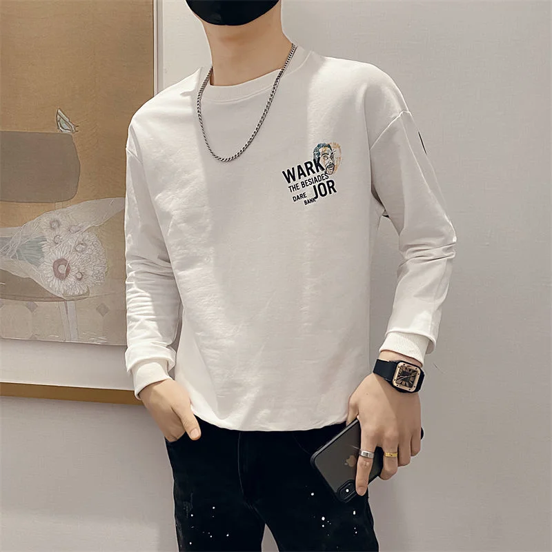 Джемпер мужской с круглым вырезом Приталенный топ пуловер Молодежная модная