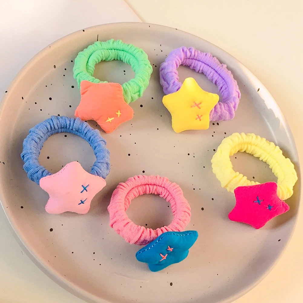

2022 Korea Cute Candy Color Big Star High Elastic Hair Band For Girl Children Cloth Towel Hair Ties Rubber Ties Accessories