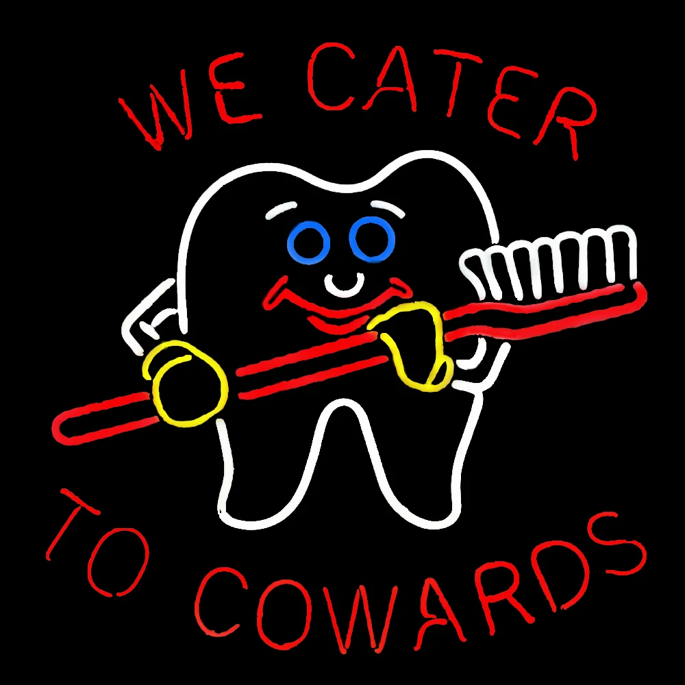 Мы Cater To Cowards Зубная щетка Неоновый световой знак на заказ Ручная работа Настоящая