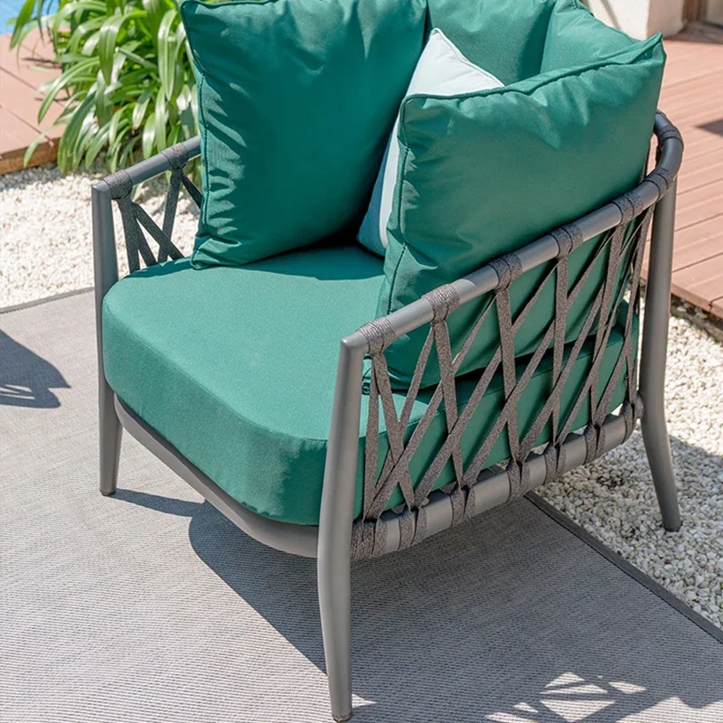 Открытый садовый веревочный тканый диван пластиковый полиэтиленовый плетеный