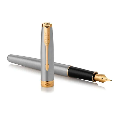 Ручка перьевая PARKER &quotSonnet Core Stainless Steel GT" корпус серебристый позолоченные детали