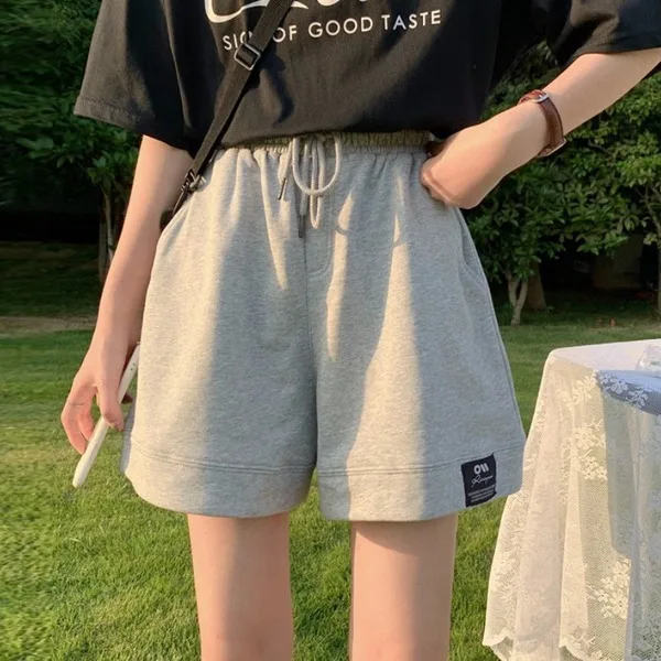 Women's Shorts Casual Wide Leg Elastic High Waist Shorts Summer Korean Loose Print Sport Pants Girl Wear Outside Bottoms 2023Hot