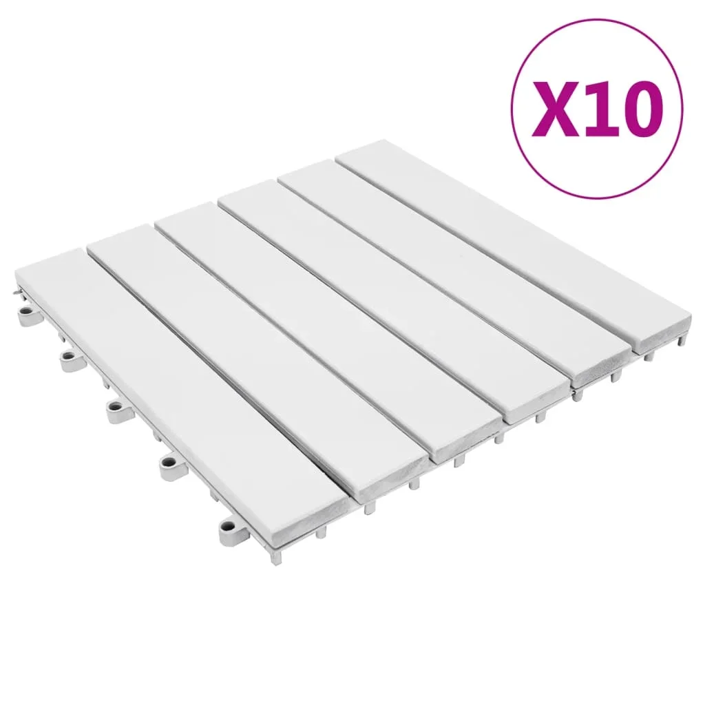 

Decking Tiles 10 pcs White 11.8"x11.8" Solid Acacia Wood