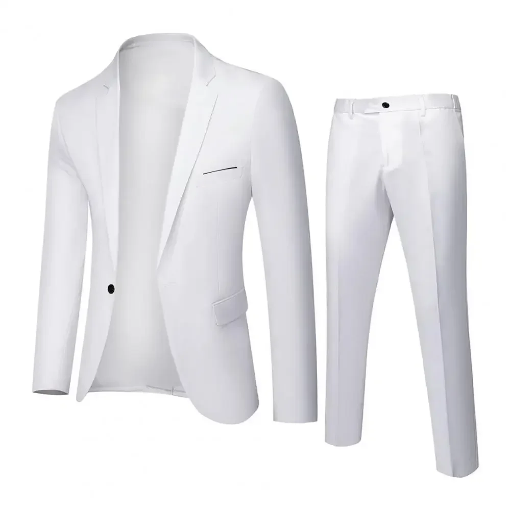 

Пиджак и брюки De Fit, корейский костюм, один костюм, повседневный Свадебный приталенный мужской деловой костюм, мужские деловые костюмы для жениха