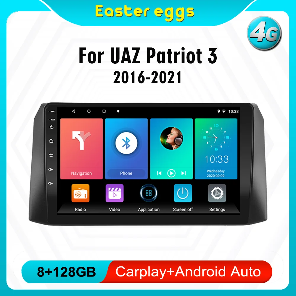 

For UAZ Patriot 3 2016 - 2021 9 Inch 4G Carplay Car Multimedia Player Navigation GPS Android 2 Din Autoradio Head Unit Stereo