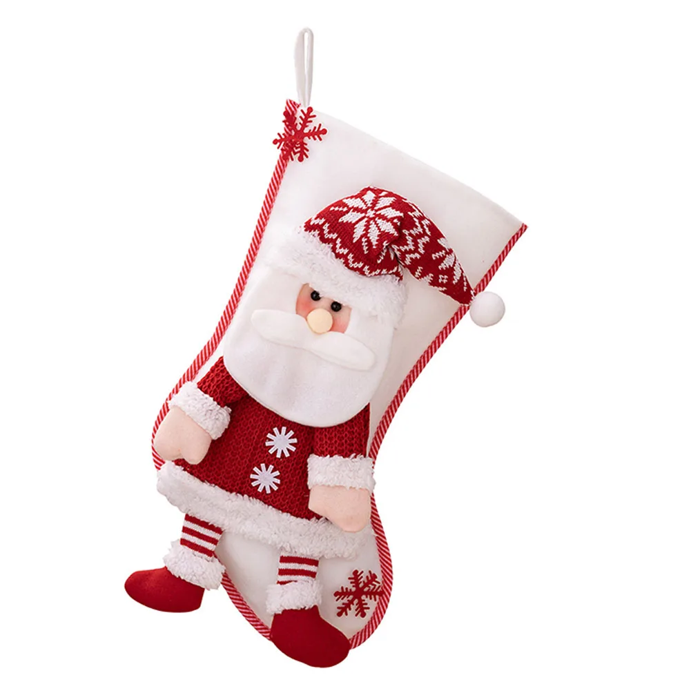 Christmas Stockings Candy Bags Santa Claus Snowman Christmas Tree Pendant Ornament New Year Candy Holder Xmas Noel Gift Socks
