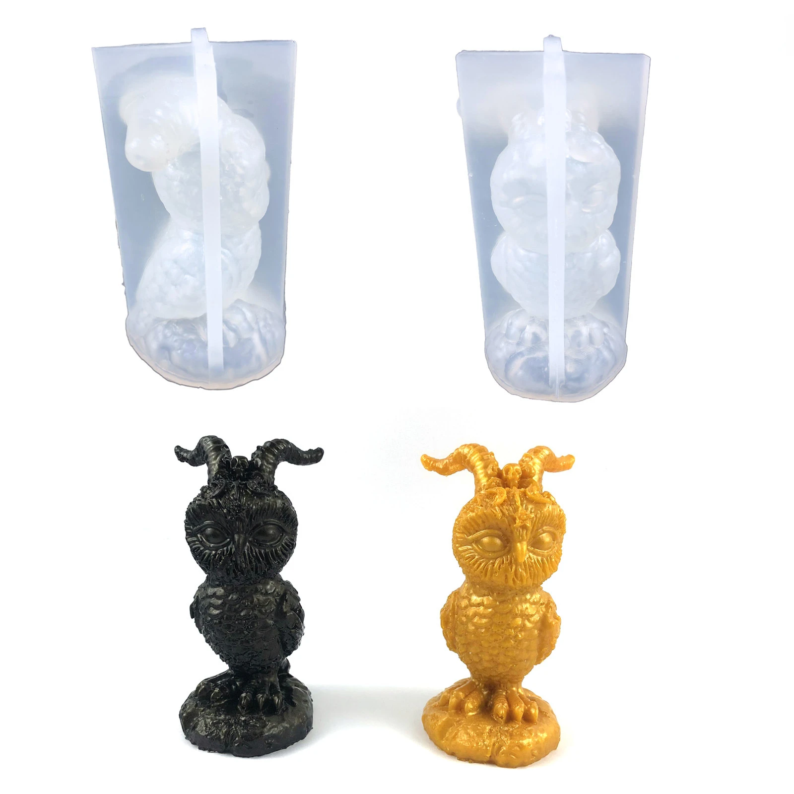 

Owl Epoxy Resin Ornaments Mold Diy Plaster Aromatherapy Ornaments 3D Three-dimensional Ram's Horn Owl Silicone Molds
