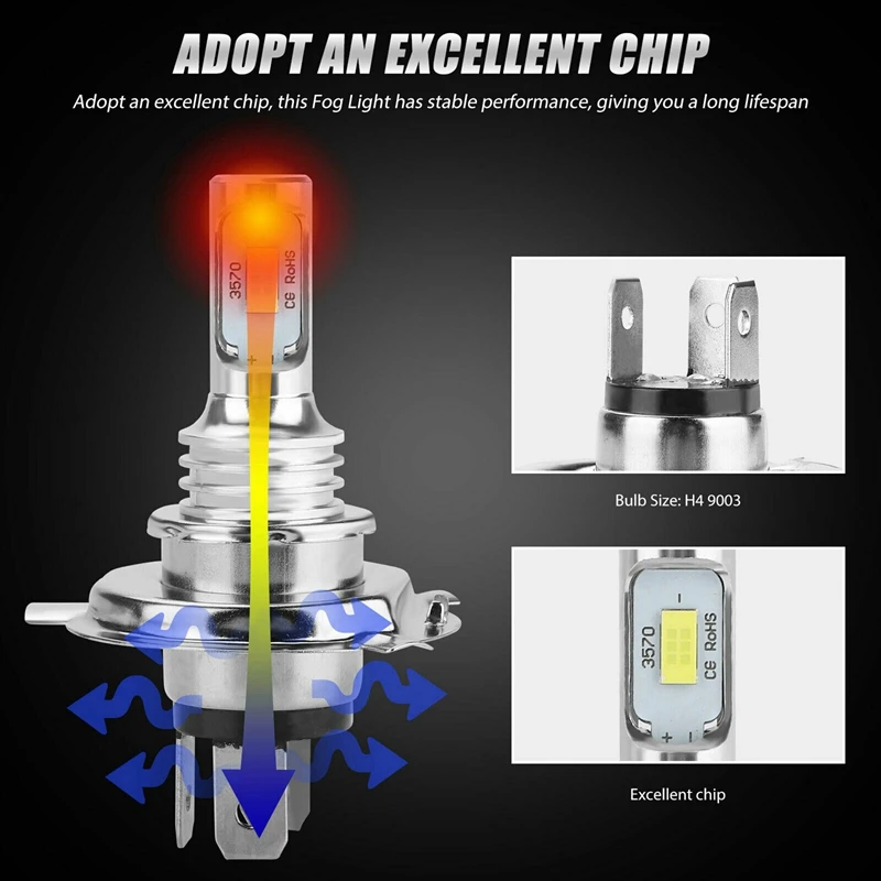 4X H4 9003 Hb2 6000K супер белый Csp светодиодный комплект ламп фар дальнего и ближнего