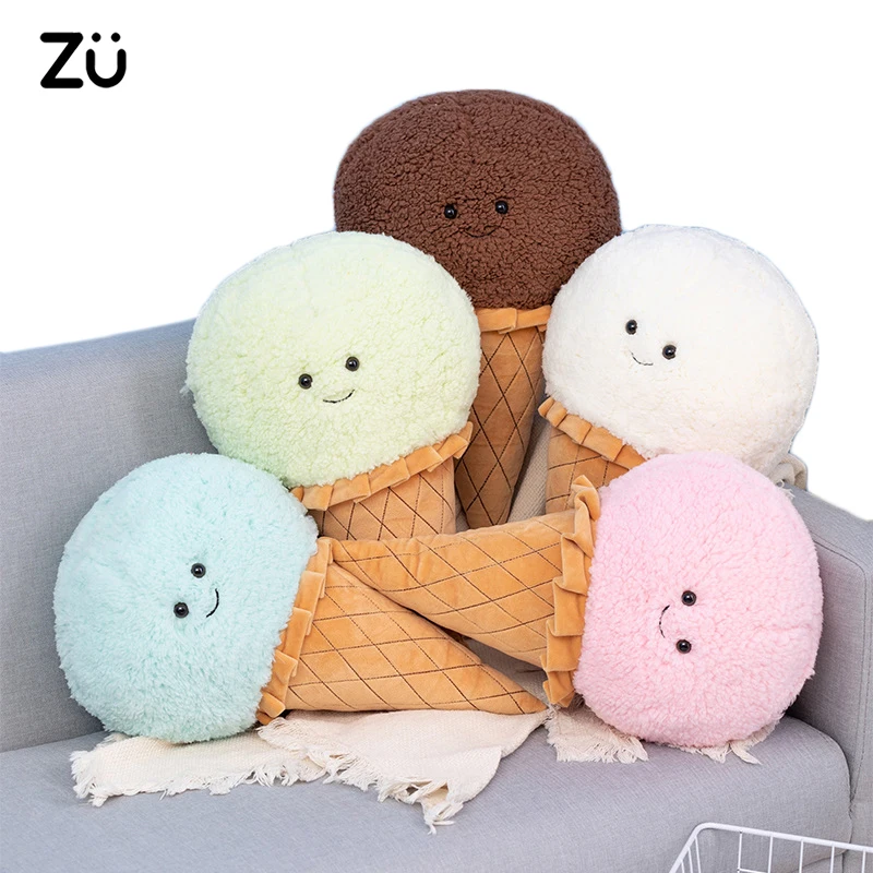 

ZU 45cm Sweet Soft Cone Stuffed Toy Ice-cream Plush Pillow Huggable Sofa Back Cushion Nursery Kids Gift