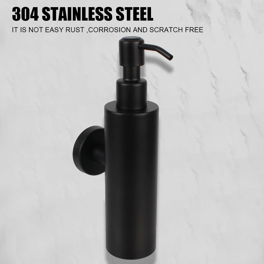 

Black Soap and Lotion Dispenser Wall Mounted Bathroom Accessories Tower Shampoo Dispensers Pump Bottle Stainless Steel