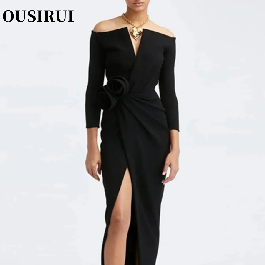 Платье OUSIRUI женское с цветочным принтом элегантное вечернее модное платье