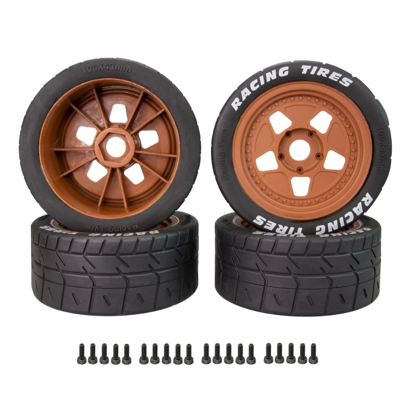 

4 Pcs Wheel & Tires Set for 1/7 1/8 Remote Control Car Wheels Parts Supplies 100mm Wheel Upgrades Supplies E65D