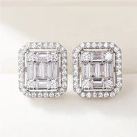geometric square shaped series cz stud earrings for women ear piercing luxury fashion wedding earrings hot trend jewelry