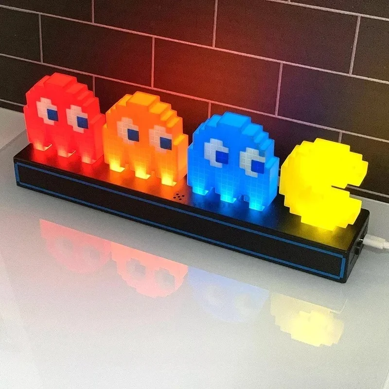 LED Game Pixel Icon Night Light 3D Illusion Led Ghost Lamp Visual Action Figure Model Voice Control Lamp for Gaming Room Decor images - 6