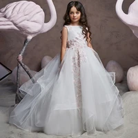 european and american childrens high end wedding dress lace multi level train skirt performance birthday pompous skirt