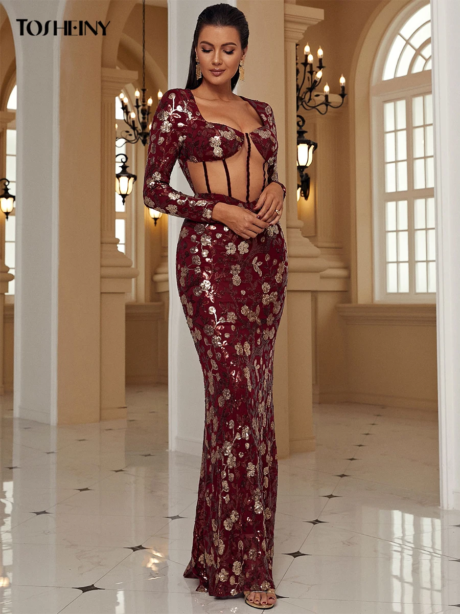 Tosheiny сексуальное вечернее платье для вечерние милое с блестками выпускного