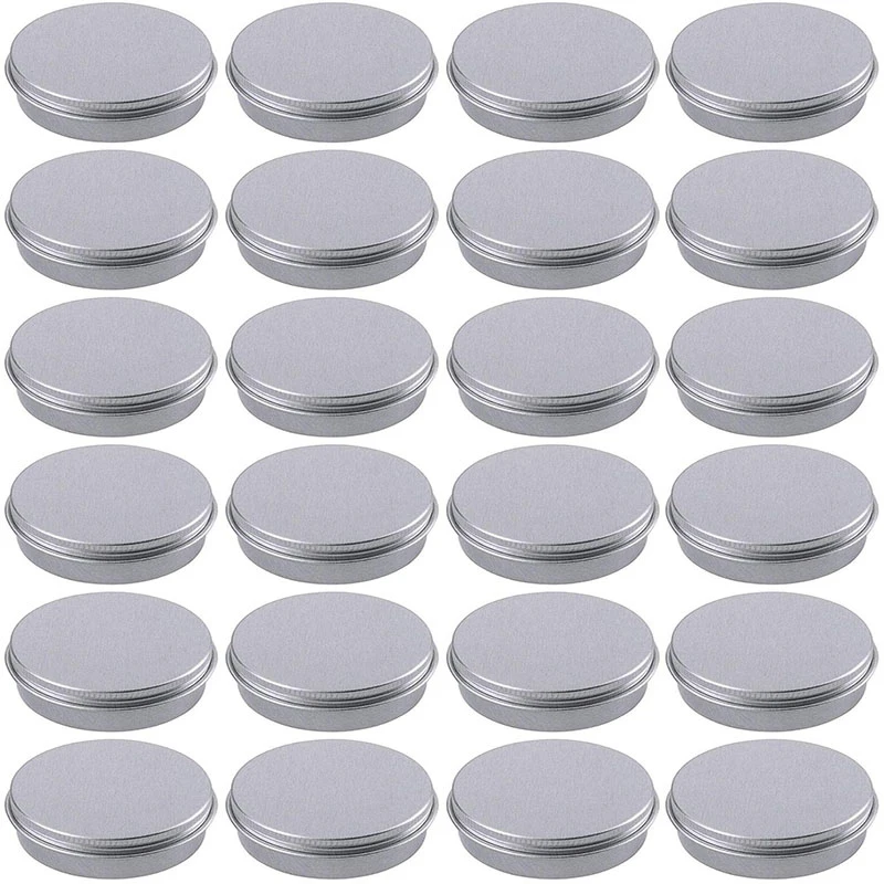 

24 шт. многоразовый контейнер, алюминиевый круглый контейнер с винтовой крышкой, подходит для помады, теней для век, порошка