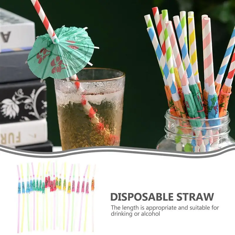 

50pcs Umbrella Cocktail Drinking Disposable Straws Hawaii Party Facvor Juice Parasols Straws For Bar Summer Home Decor