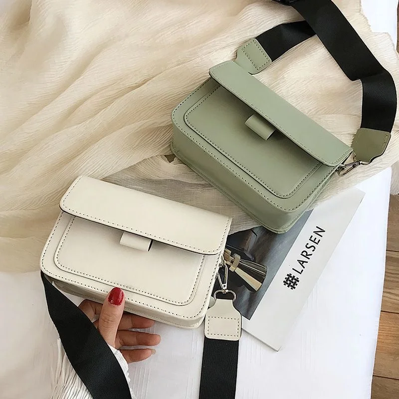 

Small Bag Women's Spring 2023 New Trendy Instagram Versatile Wide Shoulder Strap Small Square Bag Single Shoulder Crossbody Bag