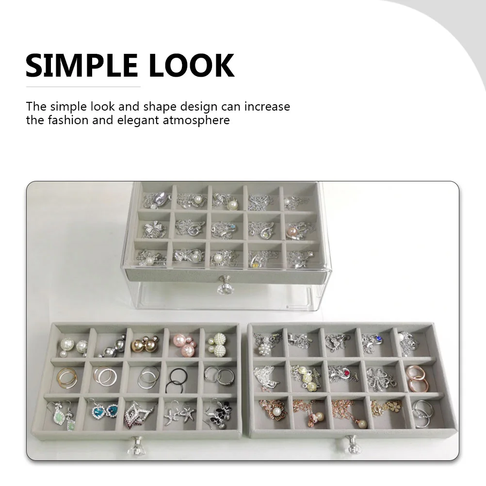 Jewelry Storage Box Organizer Acrylic Case Display Makeup Trayholder Earringring Clear Showcase Bracelet Multi Divider