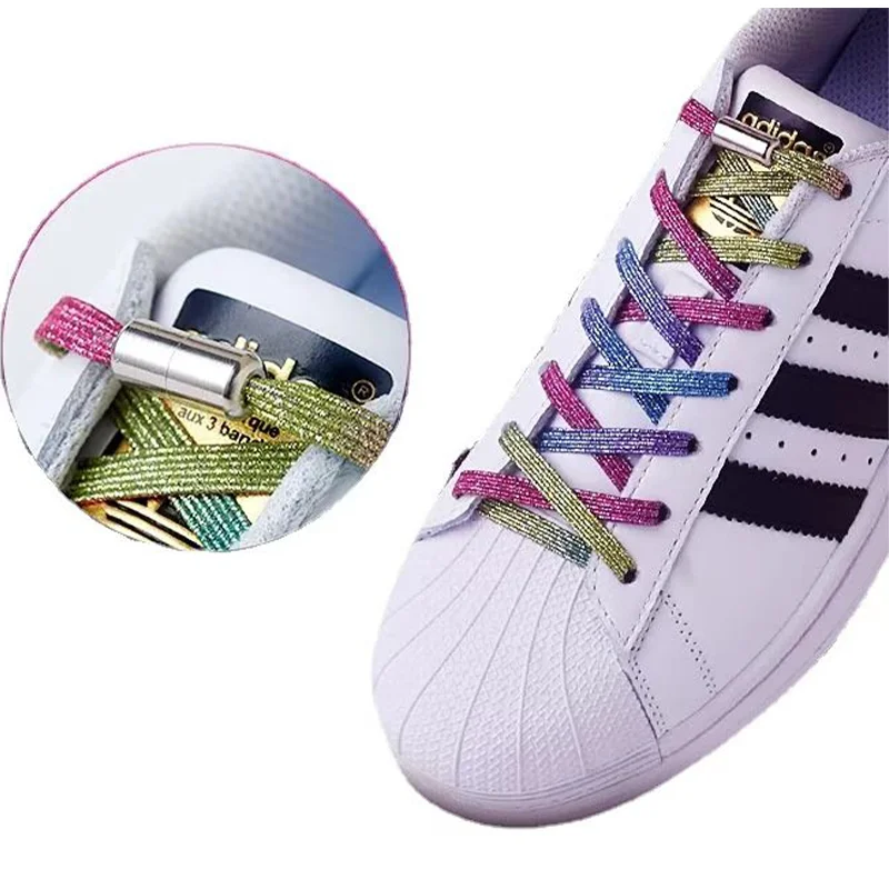 New Elastic No Tie Shoelaces Colorful Flat  Sneakers Shoelace Semicircle Locking  Lazy Laces for Kids Adult Shoes Lace Strings