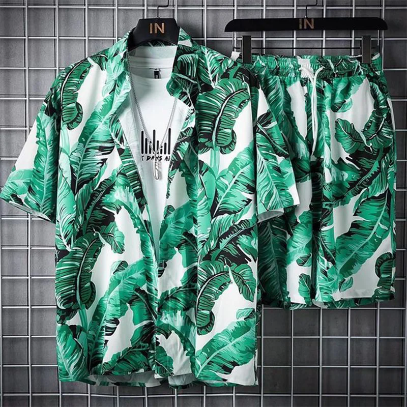 

Beach Clothes For Men 2 Piece Set Quick Dry Hawaiian Shirt and Shorts Set Men Fashion Clothing Printing Casual Outfits Summer