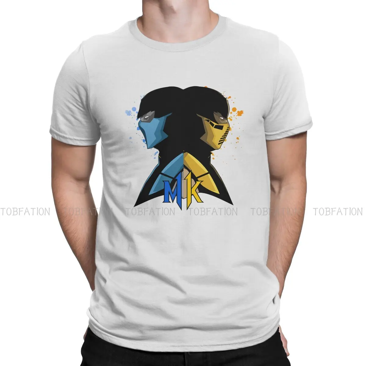 

Сине-желтые модные футболки Mortal Kombat MK Midway Game Мужская Стильная тканевая уличная одежда футболка с круглым вырезом