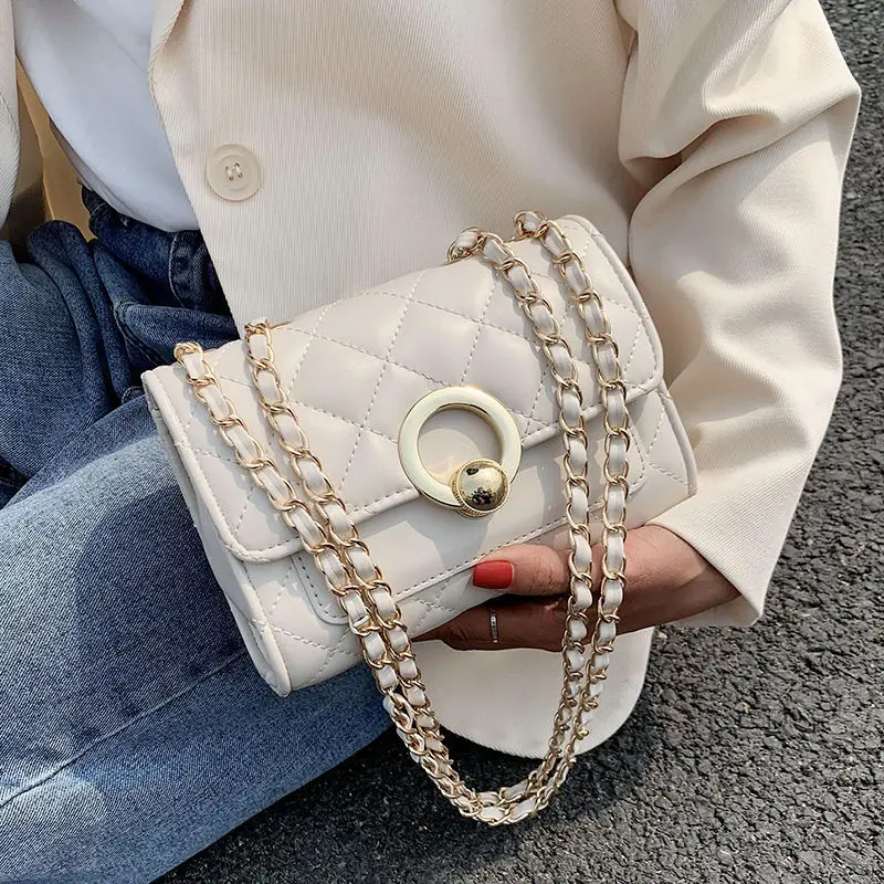 Women's Bag 2022 New Embroidery Cross Body Bag ins Tidy One Shoulder Small Fragrant Rhombic Chain Bag