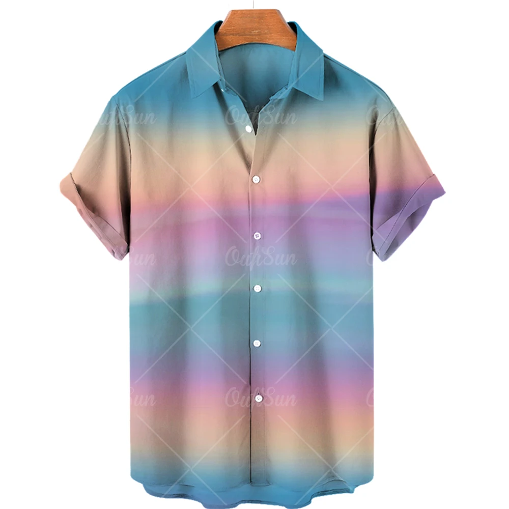 

Summer Fashion Women's Men's Hawaiian Shirts Color Printing Casual Loose Linen Short Sleeve Beach Tops Tops Street Casual Camisa