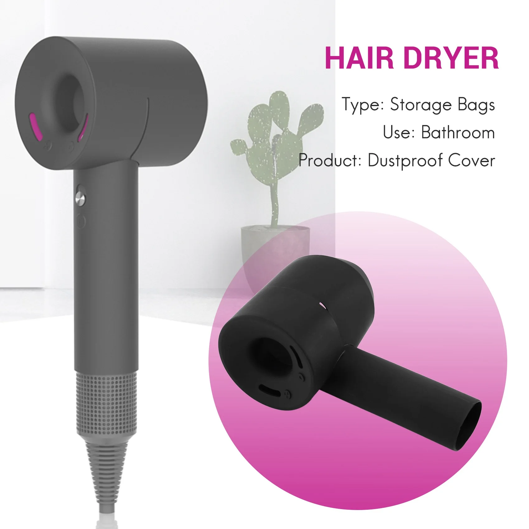 Black Soft Silicone Protective Cover for Dyson Supersonic Hair Dryer 360 Full Protection Chargin Case Blower Ski
