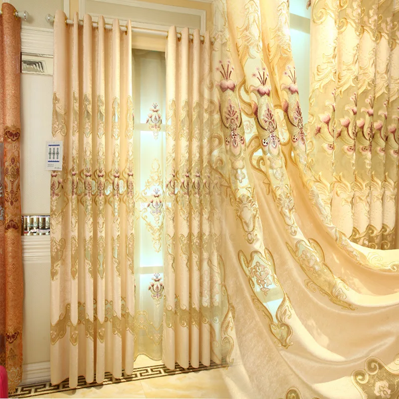

2022 New European-style Sunil Large Hollow Water-soluble Embroidery Curtains for Living Dining Room Bedroom.