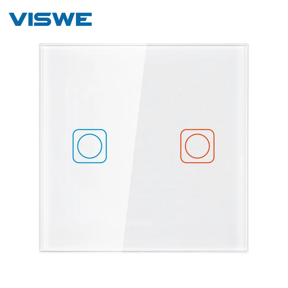 

VISWE Light Switches Wall Touch Switches,Crystal Tempered Glass Panel 82*82mm,eu Light switch 1/2/3Gang 1Way