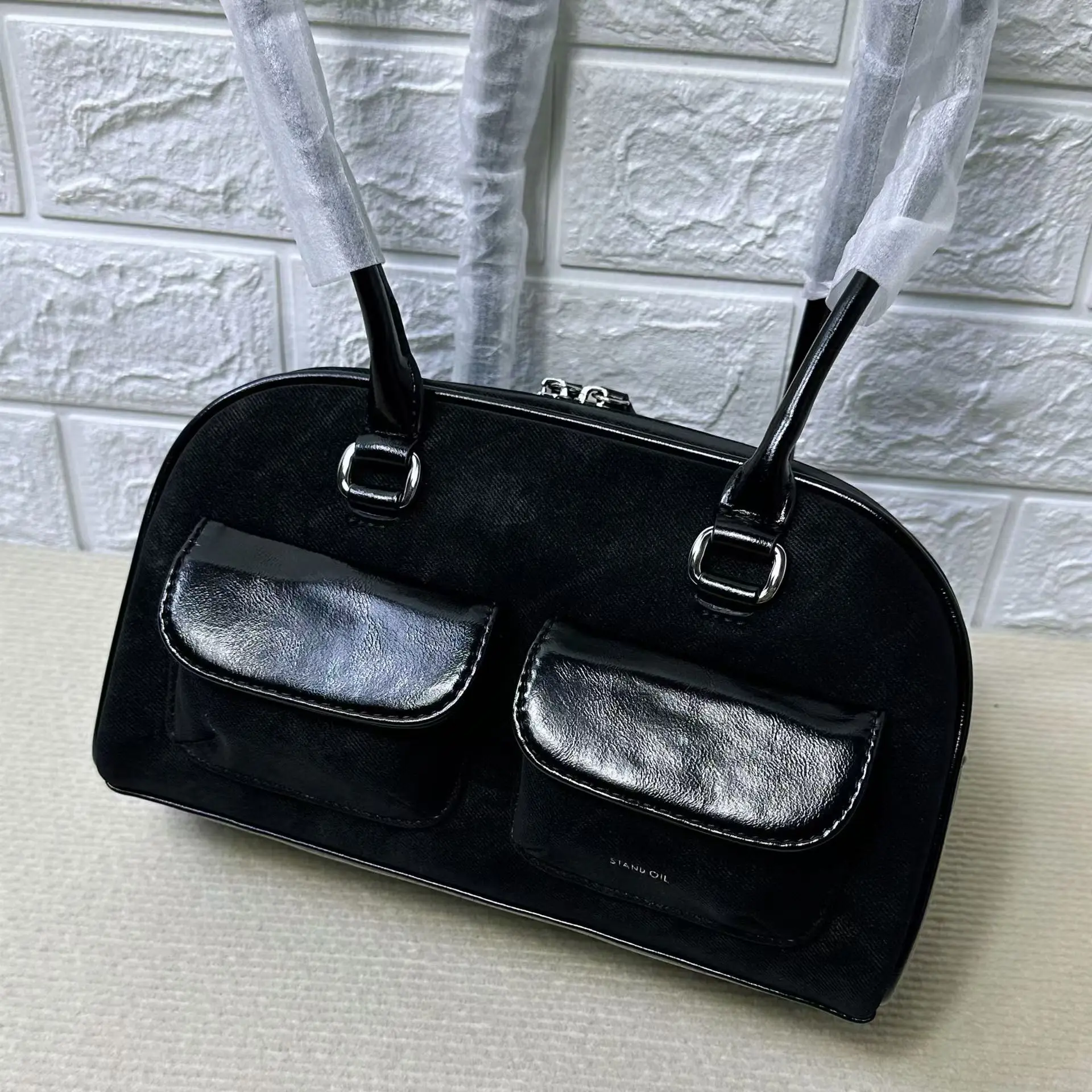 Подставка масло Корейская нишевая женская сумка для боулинга с двойным карманом