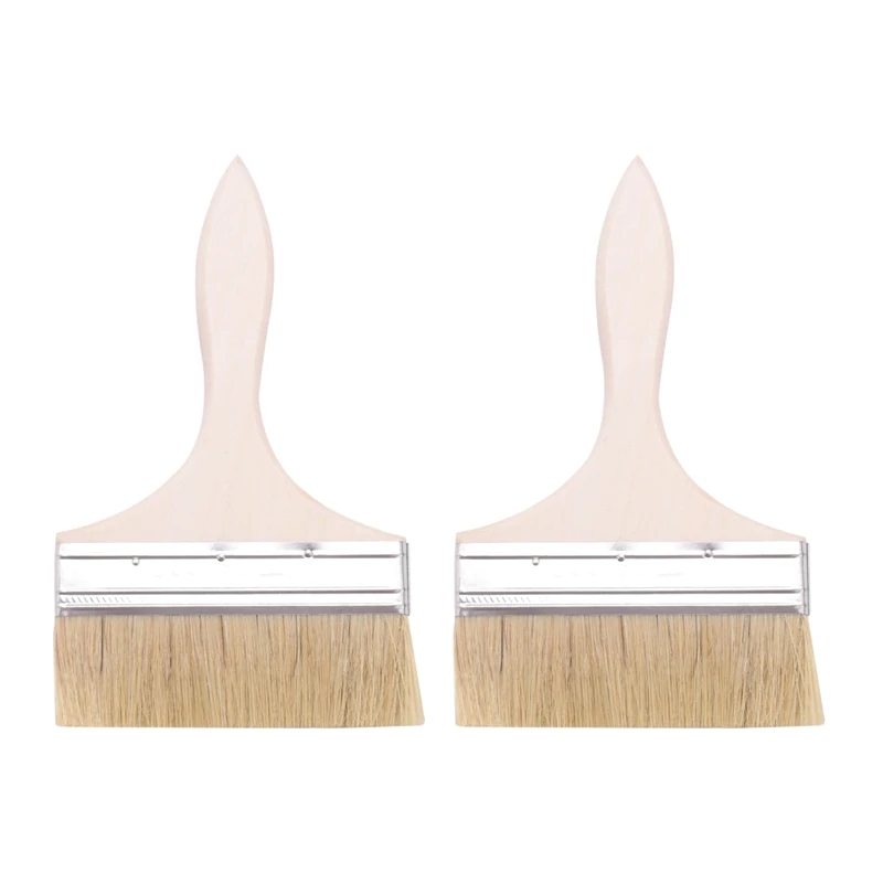 

2X 6Inch Wide Bristle Hair Wooden Handle Paint Brush Wall Painting Tool