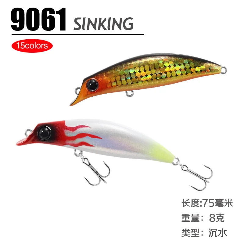 

New Product 75mm 8g Minnow Fishing Lure Laser Hard Professional Seawater Long Casting Lure Sinking Wobblers Artificial Bait
