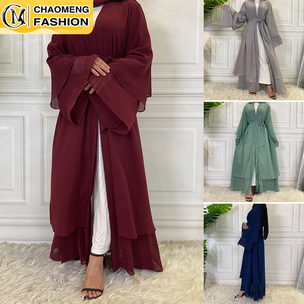 

Hot Selling Dubai Abaya Chiffon Fashion Cardigan Muslim For Women Modest Robe Turkey Kaftan Ramadan Arabic Islamic Clothing