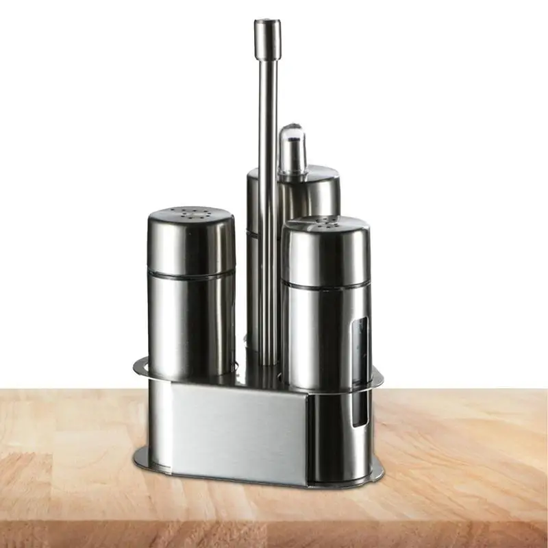 

Stainless Steel Kitchen Seasoning Bottle Set Pepper Bottle Holder Kitchen Tools For Oil Salt Vinegar Storage