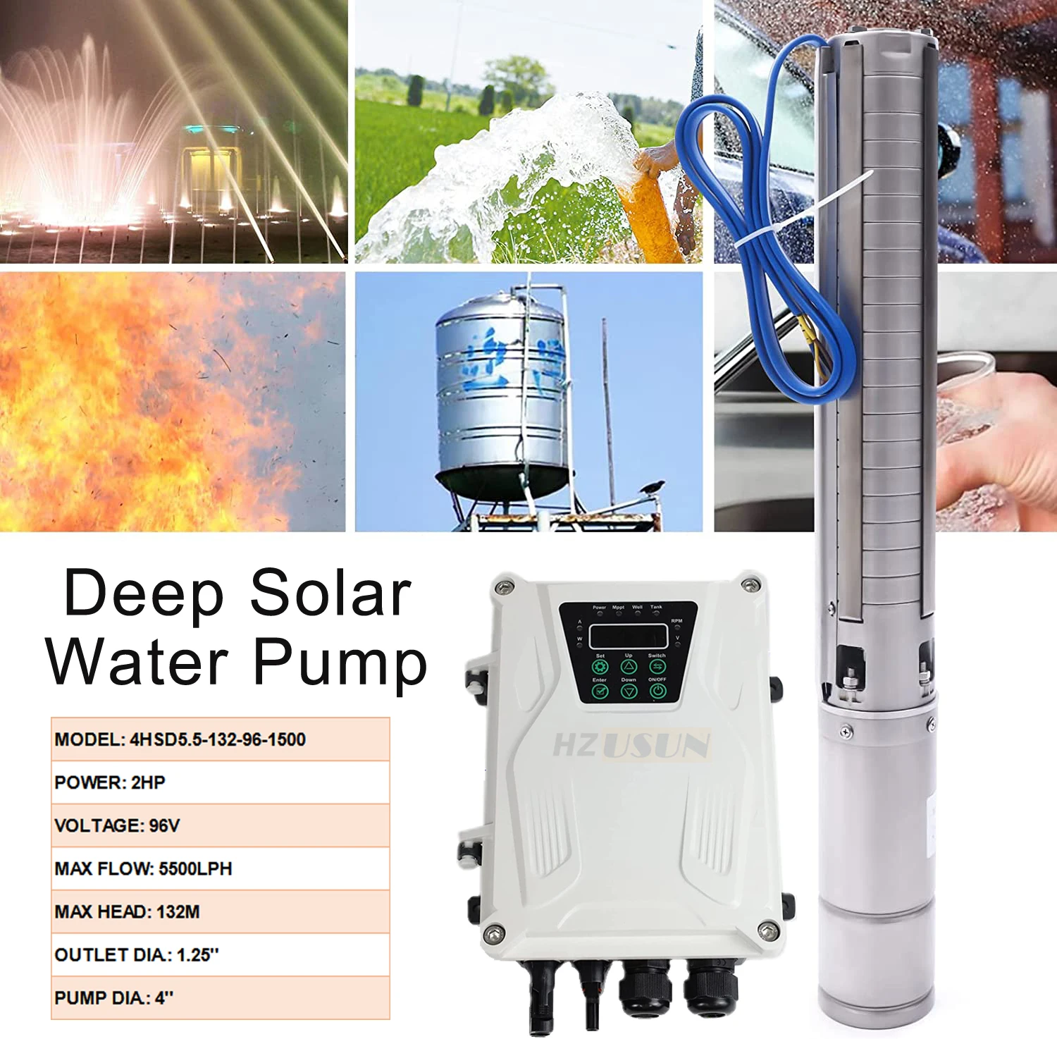 80M DC Solar Powered Submersible Well Pump for Agriculture H