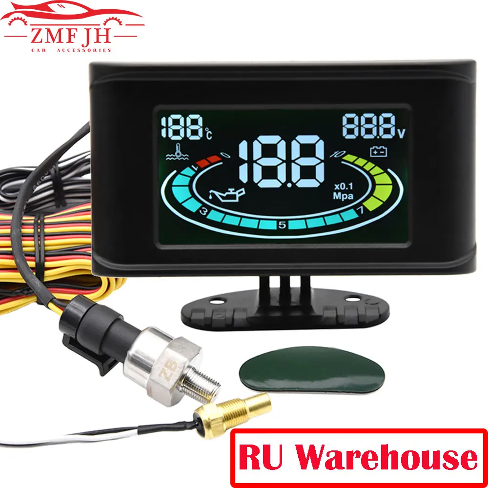 AD LCD 3 in 1 Digital Truck Car manometro olio voltmetro indicatore di tensione indicatore di temperatura dell'acqua + sensore per camion auto 12V/24V