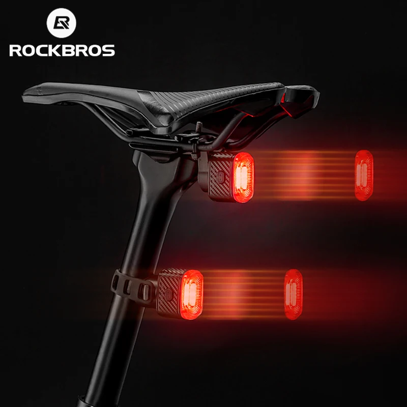 

ROCKBROS Smart Bicycle Brake Light IPx6 Taillight Type-C Bike Tail Rear Light Auto Stop LED Riding Warning Safety Cycling Light
