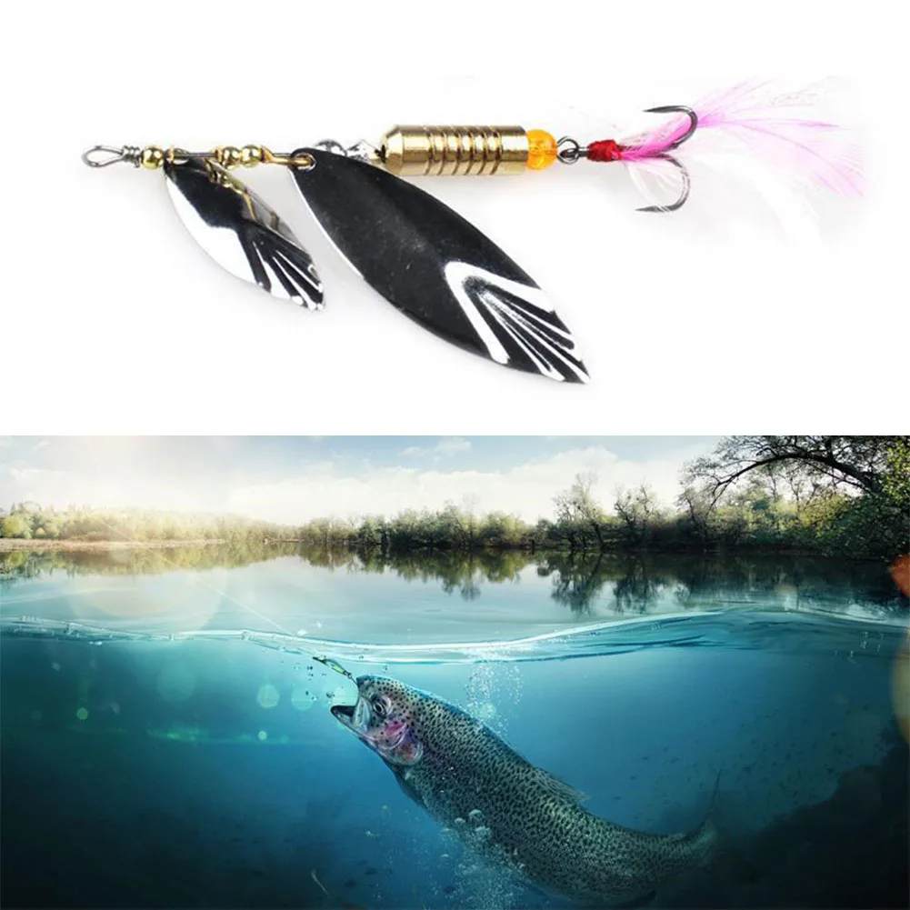 

Rotating Sequins Spoon Spinnerbaits Lure Bait Feather Fish Hook 7g/10g Tackle For Trout, Bass, Salmon Topmouth Culter