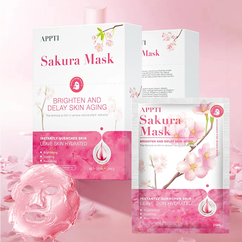 

10 Pcs APPTI Sakura Face Mask Anti Wrinkle Night Facial Pack Skin Clean Dark Circle Moisturizer Anti-Aging for Face care