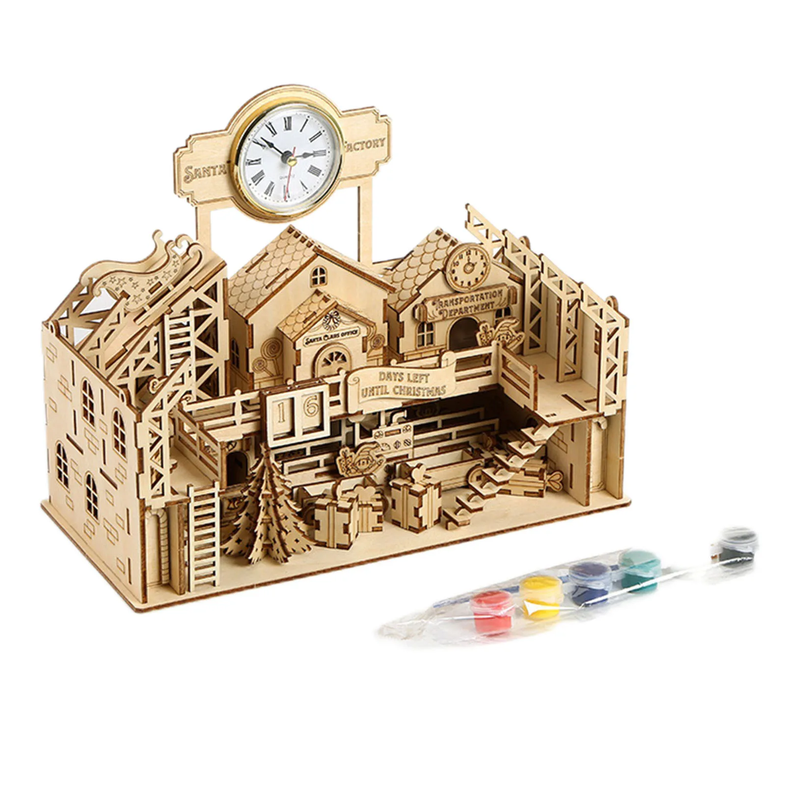 3D Wooden Puzzles Santa's Factory Model Kits Wood Puzzles Brain Teaser Construction Toys Birthday Gifts DIY Model Kits Craft