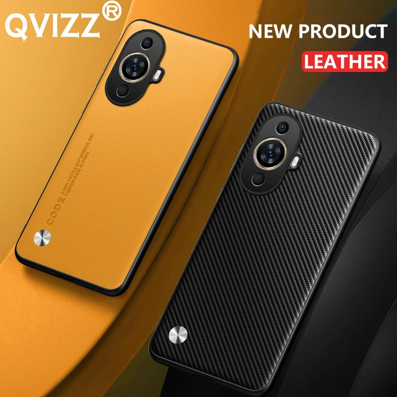 

Luxury Leather Case for Huawei nova 11 Pro GOA-AL80 FOA-AL00 Carbon Fiber Soft Edges Hard Shockproof Phone Cover Huaweinova11Pro